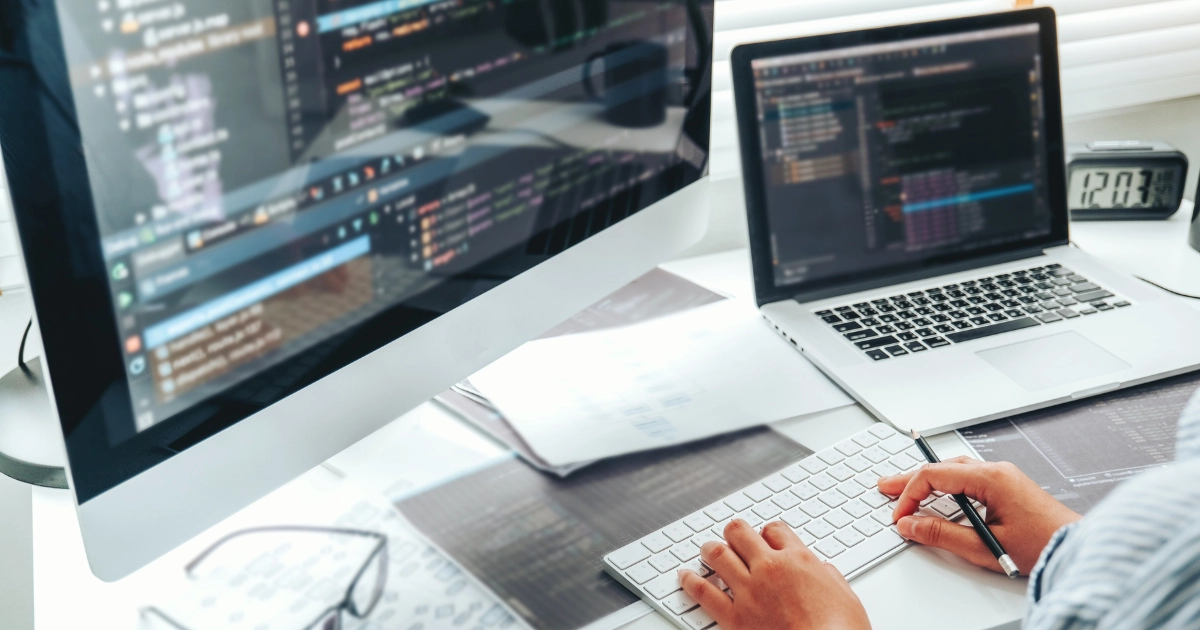 Web design and coding on two computers